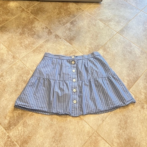 Madewell Bistro Stripe Mini Cotton Placket Button Front Mini Skirt Small blue - Picture 3 of 8
